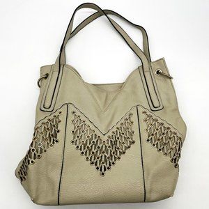 ENVY Womens Faux Leather Tan 16" x 14" Zipper Closure Shoulder Bag Strap Purse